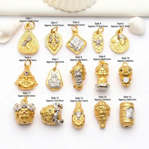 Ancient Gold Buddha Charms Copper Buddhist Figure Pendants For DIY Jewelry Making Handicraft Religious Jewelry Findings