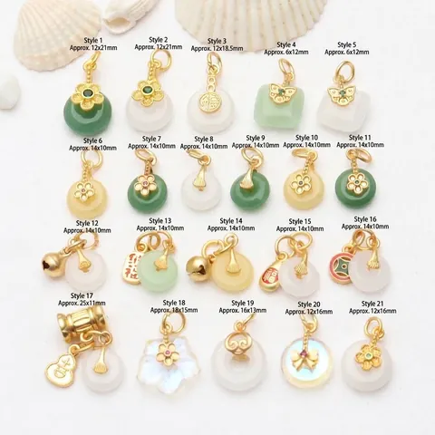 Ancient Gold Color Preserving Safety Buckle Chalcedony Pendant Lucky Bell Gourd DIY Jewelry Accessories For Necklace Bracelet Making