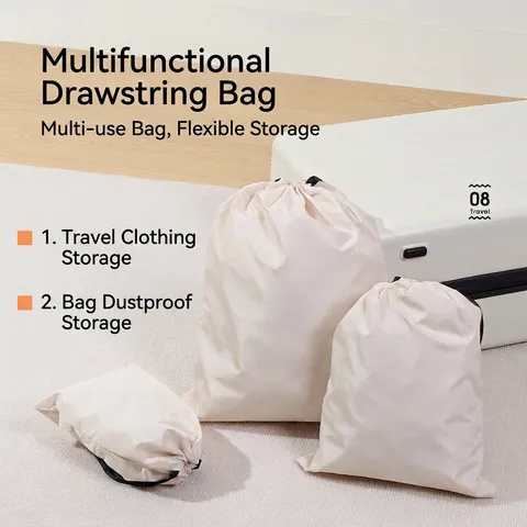 Waterproof Polyester Travel Storage Drawstring Organizing Bag For Clothes Shoes Makeup Portable Dustproof Suitcase Packing Pouch 3 Sizes