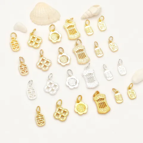 18K Verguld Geluksteken Telraam Klavertje Vier Bedeltjes Voor DIY Armband Ketting Sieraden Maken Accessoires Unisex