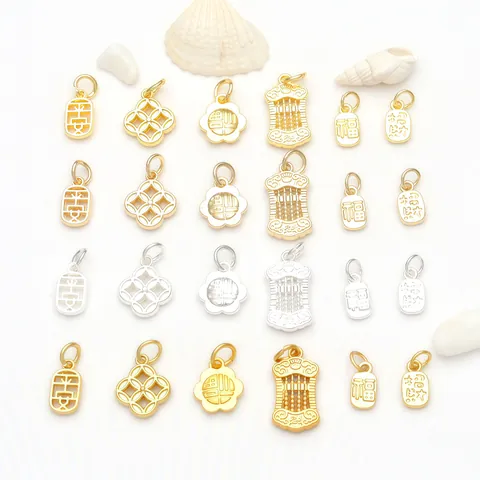 18K Verguld Geluksteken Telraam Klavertje Vier Bedeltjes Voor DIY Armband Ketting Sieraden Maken Accessoires Unisex
