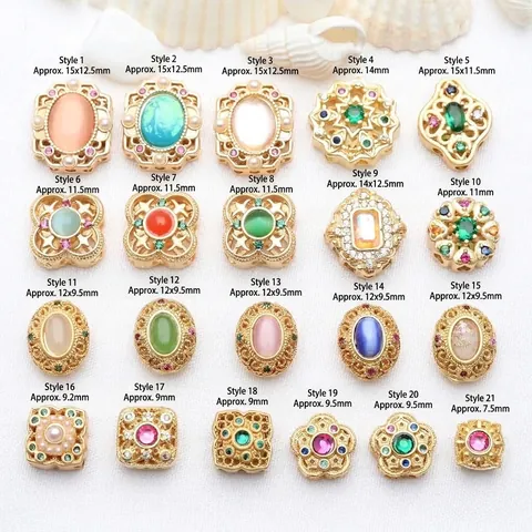 Perles d'Espacement en Cuivre Style Or Ancien avec Strass et Incrustation de Perles Artificielles Accessoires Bijoux DIY pour Bracelets