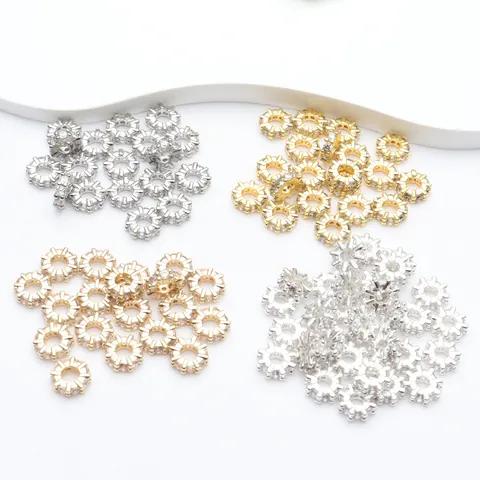 14K Vergoldete Zirkonia Großloch-Zwischenperlen Farbbeständiger Kupfer-Mikro-Pave-Bohrring Für DIY-Schmuckherstellungszubehör