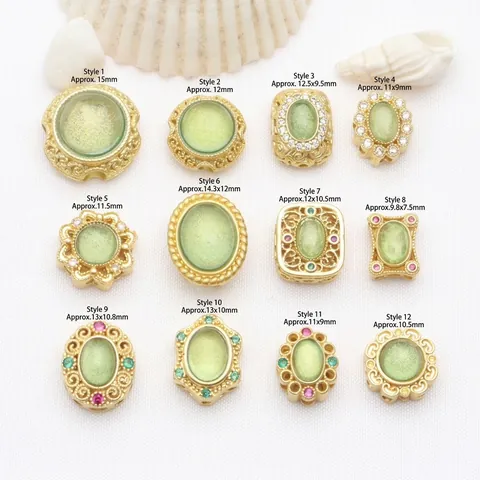 Antique Gold Plated Copper Micro Pave Rhinestone Round Flower Spacer Beads Vintage DIY Bracelet Jewelry Making Material