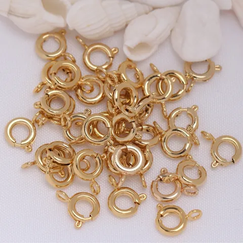 Broches de Anillo de Resorte de Cobre Chapados en Oro de 14K Conectores para Collar Pulsera Bricolaje Accesorios para Hacer Joyas