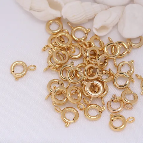 Broches de Anillo de Resorte de Cobre Chapados en Oro de 14K Conectores para Collar Pulsera Bricolaje Accesorios para Hacer Joyas