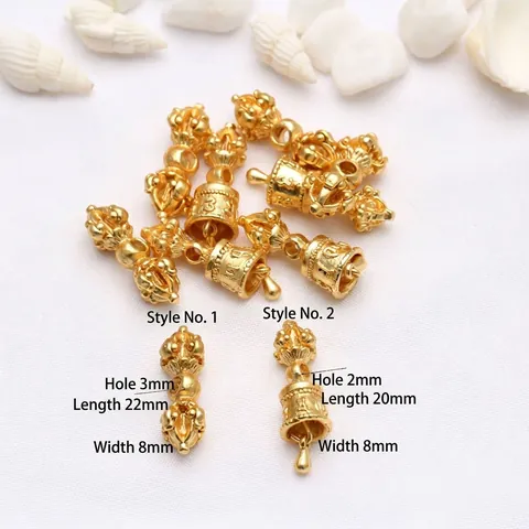 Ancient Gold Style 18K Gold Plated Vajra Pestle Bell DIY Jewelry Charms For Buddhist Beads Bracelet Necklace Making Accessories