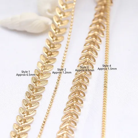 Catena a Foglia in Oro 14K Mantenimento del Colore Fai-da-te Gioielli Rame Catena Laterale Per Creazione Collane Materiale
