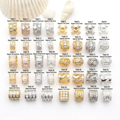 Kupfer Gold Platiert Zirkonia Tonnen Perlen Für DIY Schmuckherstellung Armband Halskette Zubehör Geometrische Mikro Eingelegte Perlen