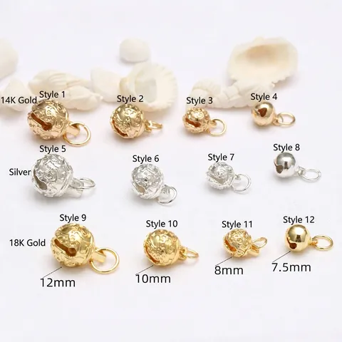 Copper 14K Gold Plated Hollow Bell Pendant Tiger Head DIY Jewelry Findings Lucky Cat Bell For Bracelet Necklace Making