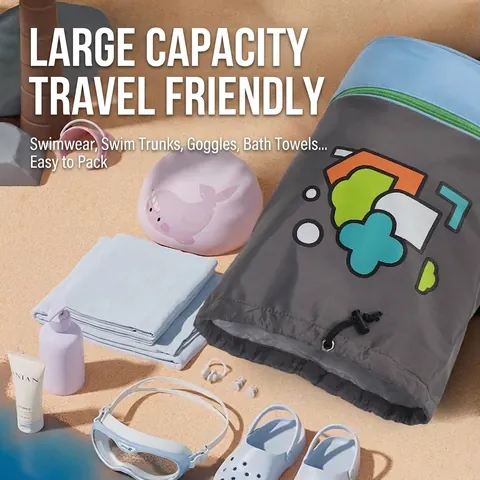 Cartoon Kinder Schwimmtasche Trocken-Nass-Trennung Oxford Stoff Strandtasche Jungen Mädchen Kordelzug Rucksack Lagerung