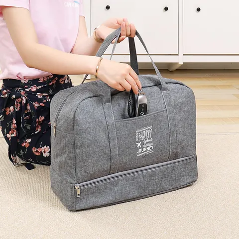 Large Capacity Waterproof Oxford Travel Bag Double Layer Duffel With Independent Shoe Compartment Dry Wet Separation Luggage Bag For Men Women