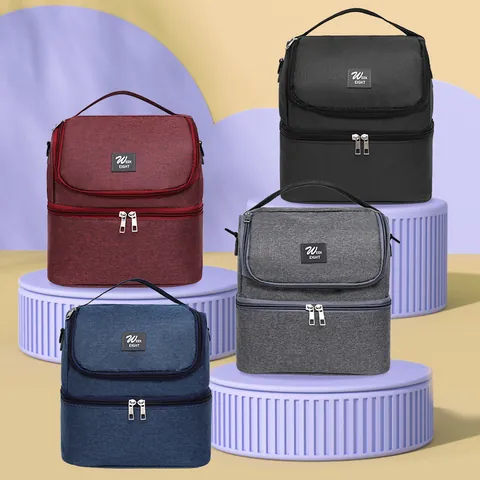 Large Capacity Double Layer Insulated Mummy Bag Portable Waterproof Oxford Cloth Diaper Storage Bag For Baby Bottle Breast Milk Fresh Keeping Travel Nursing Bag