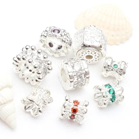 Micro Inlaid Rhinestone Barrel Spacer Beads Silver Plated Copper DIY Jewelry Making Findings For Bracelet Pendant Women Accessory