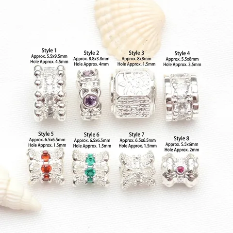 Micro Inlaid Rhinestone Barrel Spacer Beads Silver Plated Copper DIY Jewelry Making Findings For Bracelet Pendant Women Accessory