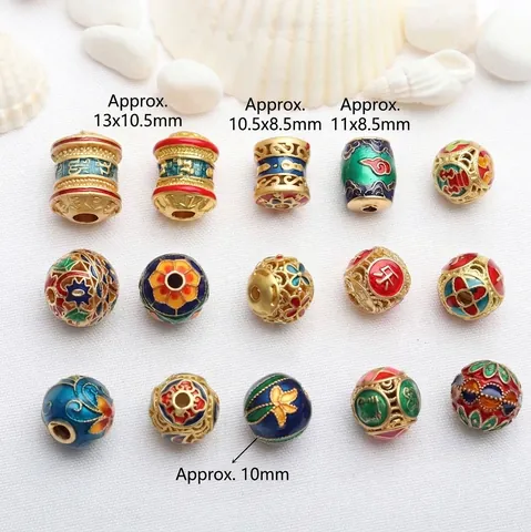 Antikgold-Stil Kupfer Emaille Perlen Chinesische Vintage Blumen Charakter Trennperlen Für DIY Schmuckherstellung Armband Komponenten
