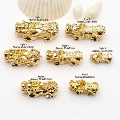 18K Vergulde Legering Pixiu Gelukskralen DIY Sieraden Maken Accessoires Voor Armband Ketting Rijkdom Geluk Bedeltjes Unisex DIY Kralen