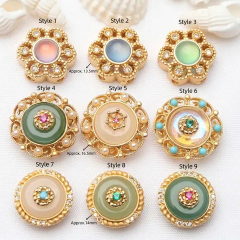 Cuentas Sueltas DIY Estilo Oro Antiguo Cobre Strass Perla Artificial Incrustado Vintage Chino Cuentas Espaciadoras para Joyería