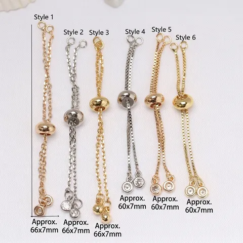 14K Vergulde Koperen Boxketting Verstelbare Schuifarmband Ketting Met Zirconia Componenten Voor DIY Sieraden Maken Accessoires