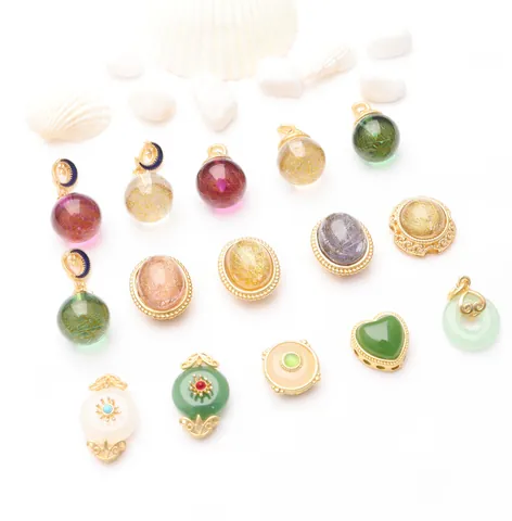 Ciondoli in Lega di Oro Antico Vintage ad Alta Ritenzione di Colore per Gioielli Fai da Te Accessori per Capelli Forniture per Abbigliamento in Strass e Resina