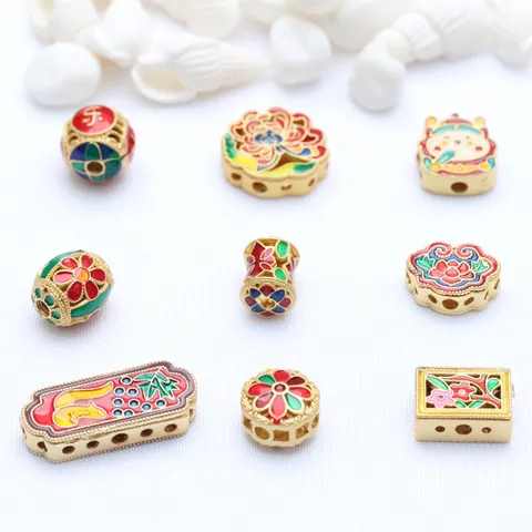 Vintage Antiek Goud Stijl Koperen Kralen Emaille Tussenkralen Voor DIY Sieraden Maken Armband Ketting Accessoires Unisex