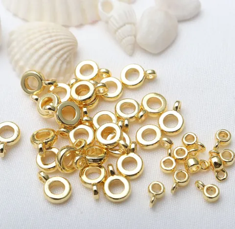 Round Circle Pendant Bail Connector Loops For DIY Necklace Bracelet Jewelry Making 18K 14K Gold Plated Copper Accessories Findings