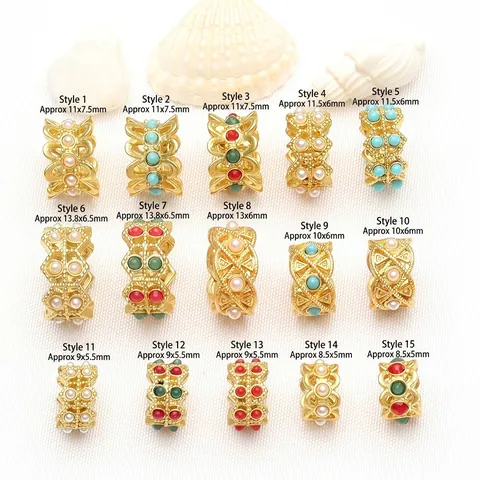 Perles d'Espacement en Cuivre Plaqué Or Ancien pour Accessoires de Fabrication de Bijoux DIY Rétro Anneaux de Course avec Perle Artificielle