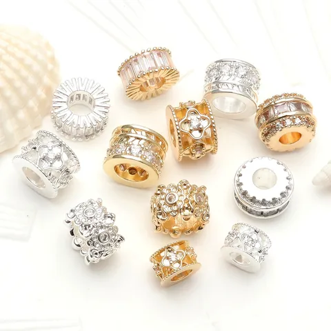 14K Gold Filled Micro Paved Zirconia Round Spacer Beads DIY Jewelry Making Accessories For Bracelet Necklace Making Women Jewelry