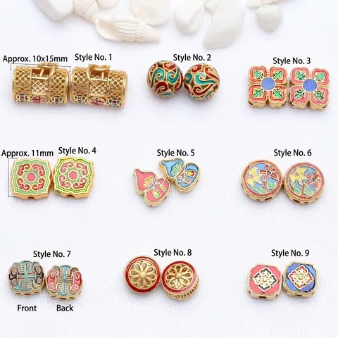 Chinesischer Stil Sand Gold Kupfer Emaille Cloisonne Perlen Kalebasse Friedensschloss Anhänger Für Schmuckherstellung DIY Armband Halskette Charms