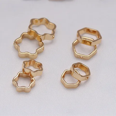 14K Gold Filled Copper Bead Loops Hollow Sunflower Hexagon Star Spacer Beads For DIY Jewelry Making Handmade Bracelet Necklace Accessories