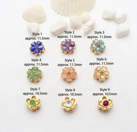 Antikgold Galvanisierte Kupfer Blumen Zwischenperlen Für DIY Schmuckherstellung Mehrfarbig Eingelegte Strass Florale Lose Perlen Für Armband Halskette Zubehör