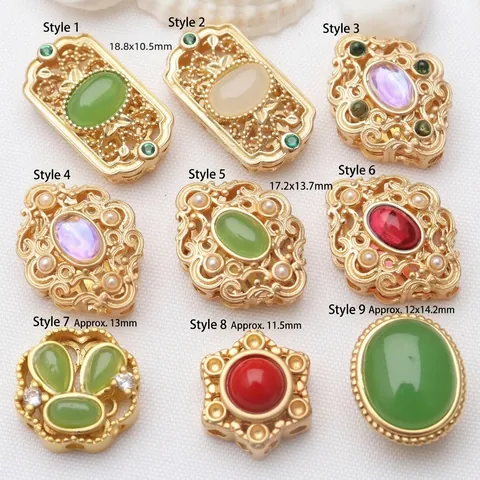 Perles en Vrac Style Or Ancien Incrustées de Strass et Perles Artificielles pour Fabrication de Bijoux Bracelets DIY Accessoires d'Espacement Ethniques Vintage