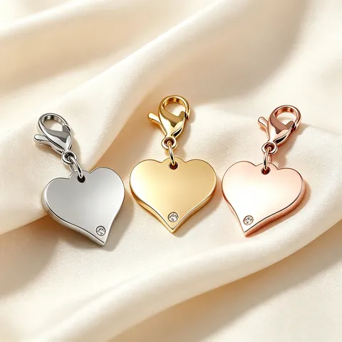 DIY Edelstahl Herz Anhänger Charm Mit Karabinerverschluss Strass Inlay Schmuckzubehör Für Halskette Armband Herstellung Damen Geschenk