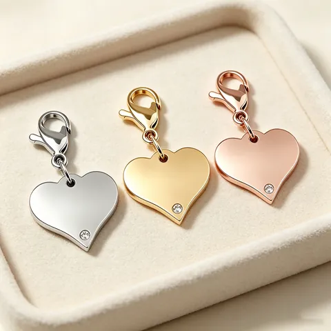 DIY Edelstahl Herz Anhänger Charm Mit Karabinerverschluss Strass Inlay Schmuckzubehör Für Halskette Armband Herstellung Damen Geschenk