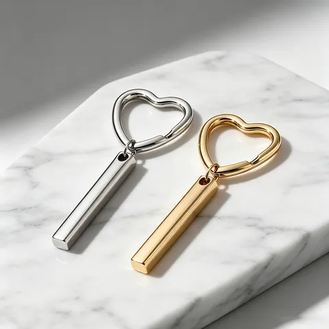 Minimalistischer Schlüsselanhänger Aus Edelstahl Mit Herzverschluss Und 3D-Stab Spiegelpolierter DIY-Anhänger Für Rucksäcke Unisex-Geschenk