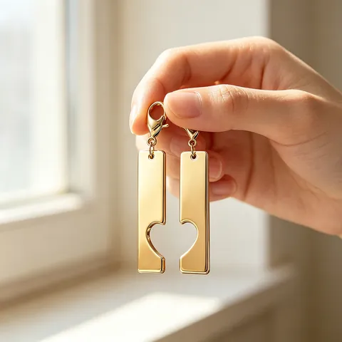 Ensemble de Porte-clés en Barre de Puzzle de Cœur en Acier Inoxydable Poli Miroir Pendentif de Couple DIY Gravable