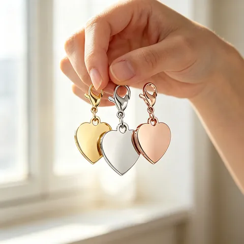 Stainless Steel Heart Pendant With Lobster Clasp Mirror Polished Metal Charm For Keychain Bag Accessory DIY Jewelry Making