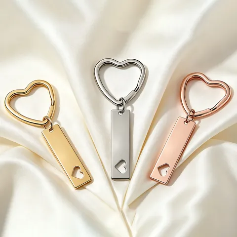 Gravierbarer Edelstahl Spiegel Herz Schlüsselanhänger Hohlstange Anhänger Minimalistisch Metall Schlüsselring Pärchen Schmuck Geschenk