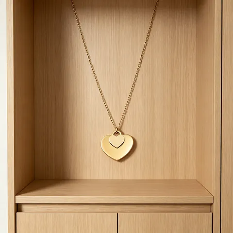 Mode Luxus Edelstahl Doppel Herz Anhänger Halskette Für Damen Spiegel Poliert Gold Schlüsselbein Kette Schmuck Geschenk
