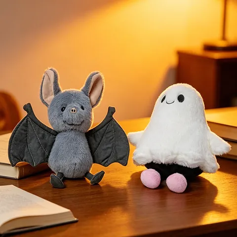 Portachiavi Peluche Fantasma di Halloween Simpatico Pipistrello Animale di Peluche Ornamento per Borsa Bambini Festa