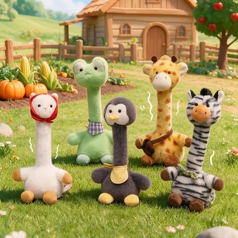 Long Neck Stuffed Animal Plush Toy Zebra Giraffe Penguin Alpaca Frog Doll Cute Zoo Souvenir Home Decor Toy Gift