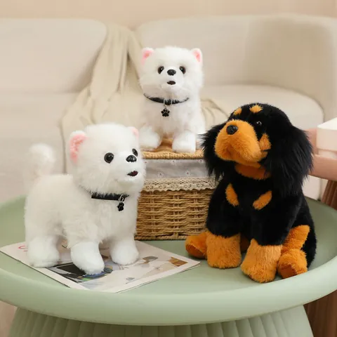 Realistic Dog Plush Toy Simulation Pomeranian Tibetan Mastiff Stuffed Animal Model For Home Decor Birthday Gift For Kids Adults