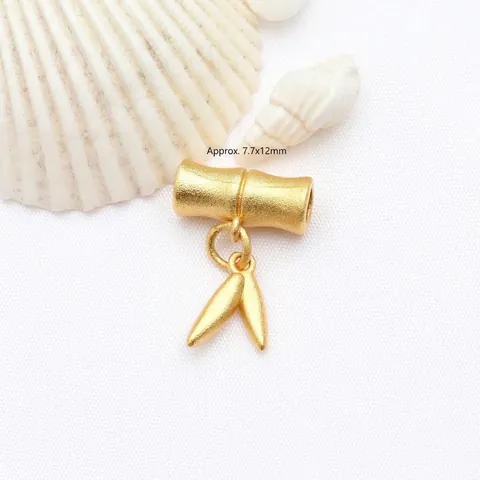 Chinese Style Matte Gold Copper Bamboo Joint Charm Pendant DIY Jewelry Finding Color Preserving Bamboo Leaf Accessory