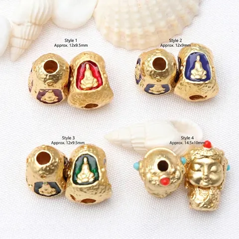 Thai Style Erawan Buddha Copper Loose Beads For Jewelry Making DIY Bracelet Necklace Enamel Oil Drip Sand Gold Plated Spacer Beads