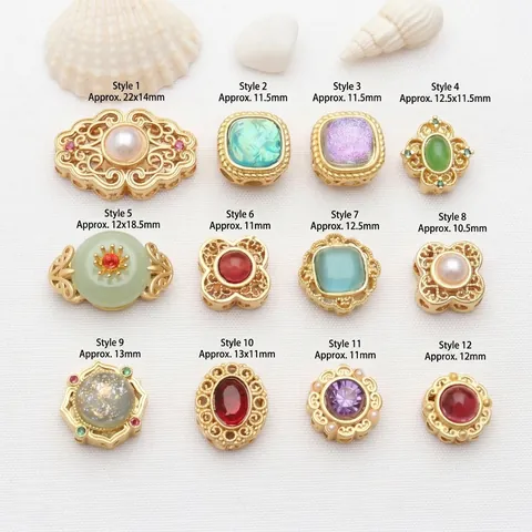 Perles d'Espacement Creuses en Cuivre Plaqué Or Avec Strass et Perles Artificielles Incrustées pour Bijoux DIY Bracelet Collier