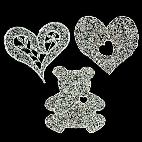 Embroidered Lace Patch Fish Line Hollow Heart Bear Transparent Embroidery Cloth Applique DIY Sewing Lace Trim Accessories