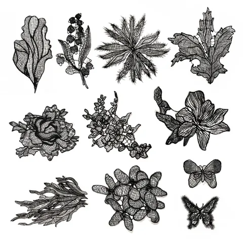 Polyester Embroidered Lace Butterfly Flower Patches DIY Sewing Craft Applique For Dress Clothing Decor Hollow Out Flower Patches