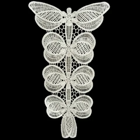 Polyester Embroidered Lace Fake Collar Hollow Out Butterfly Floral Applique Fabric Patch For Dress DIY Sewing Accessories White