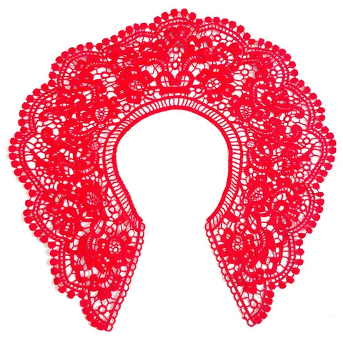 Faux Col en Dentelle Polyester Brodée Vintage Broderie Ajourée Col Claudine Grand Accessoire Vestimentaire pour Femmes