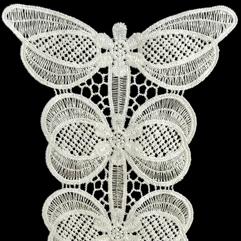 Polyester Embroidered Lace Fake Collar Hollow Out Butterfly Floral Applique Fabric Patch For Dress DIY Sewing Accessories White